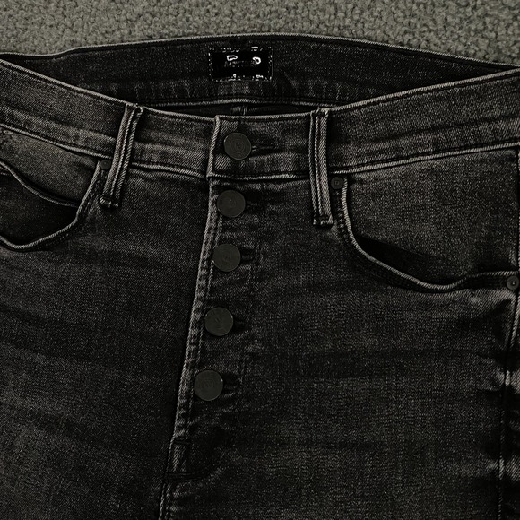 Mother Pixie Dazzler Ankle Fray size 27 Night Shadow Black Stretch Denim - Picture 2 of 10